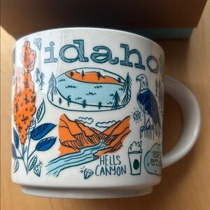 Starbucks Idaho Mug with Orange and Blue Design NWT